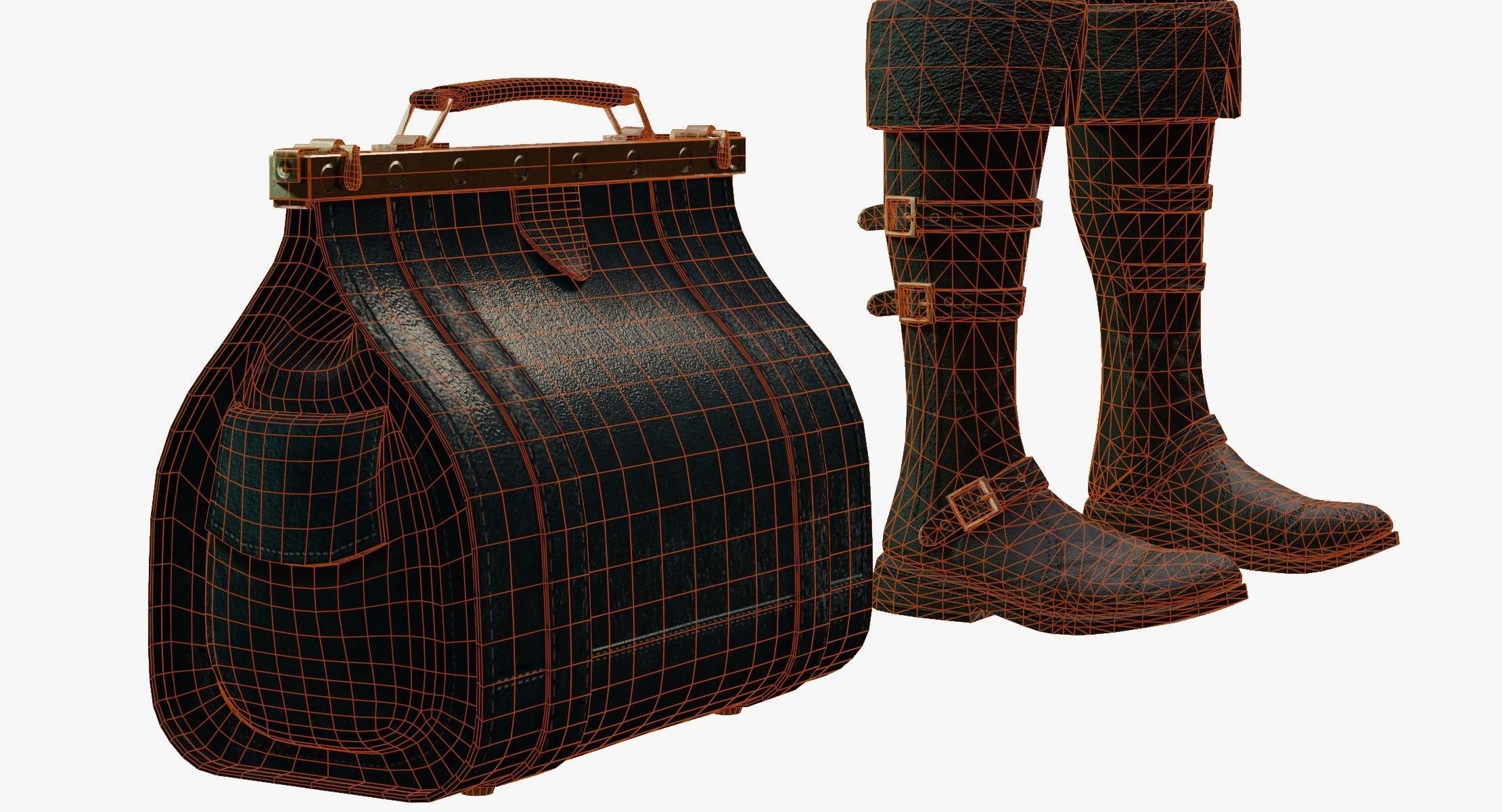 Watcher man in suit holding suitcase 3D model_19