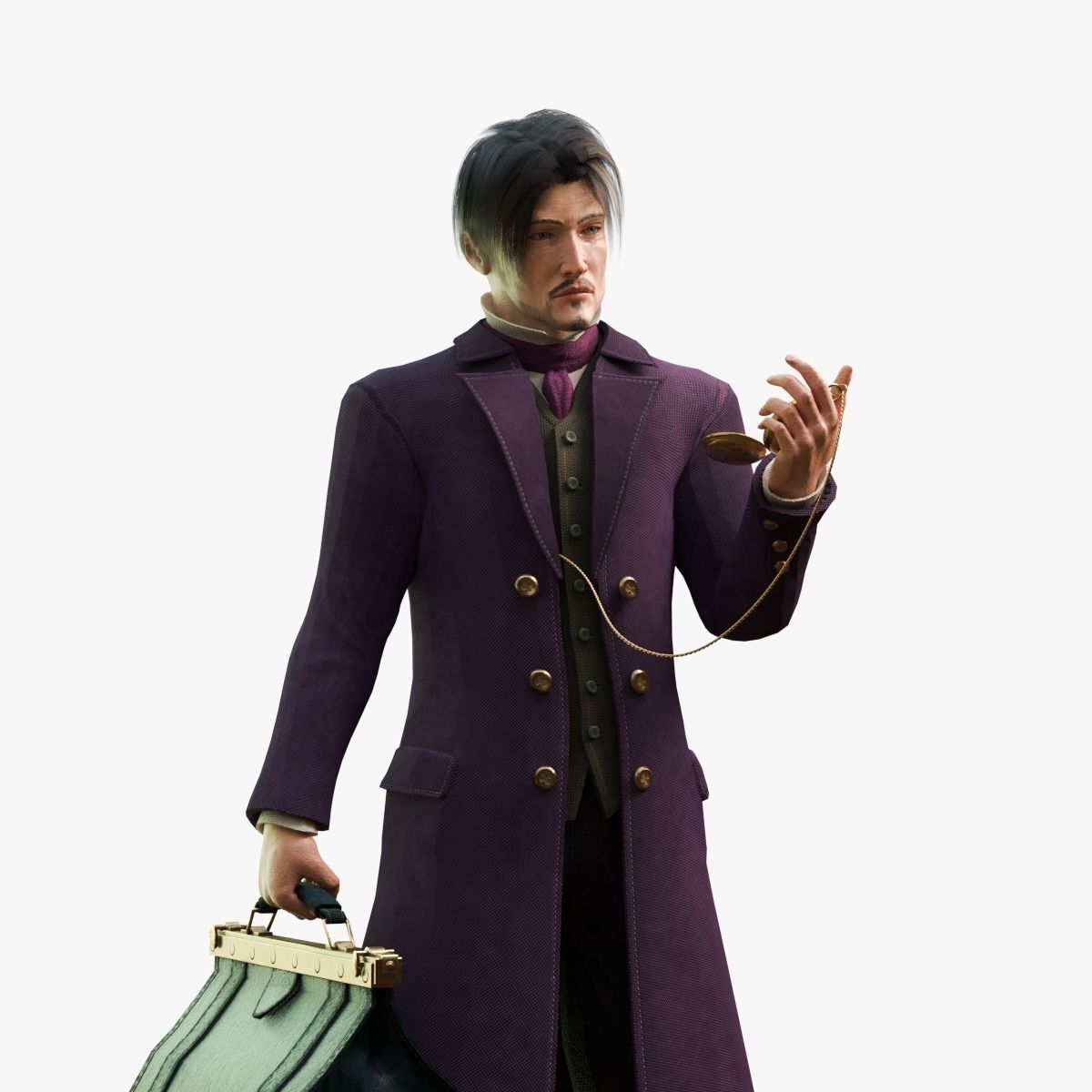 Watcher man in suit holding suitcase 3D model_13