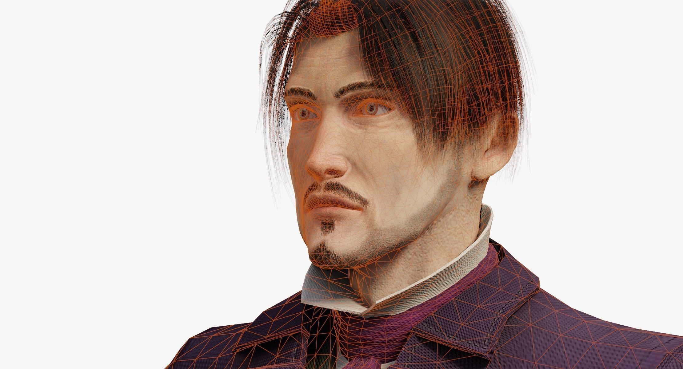 Watcher man in suit holding suitcase 3D model_18