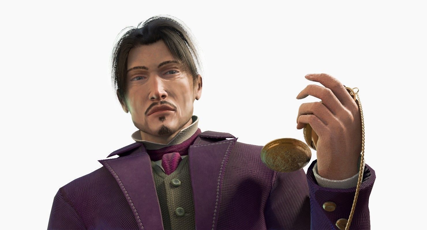 Watcher man in suit holding suitcase 3D model_10