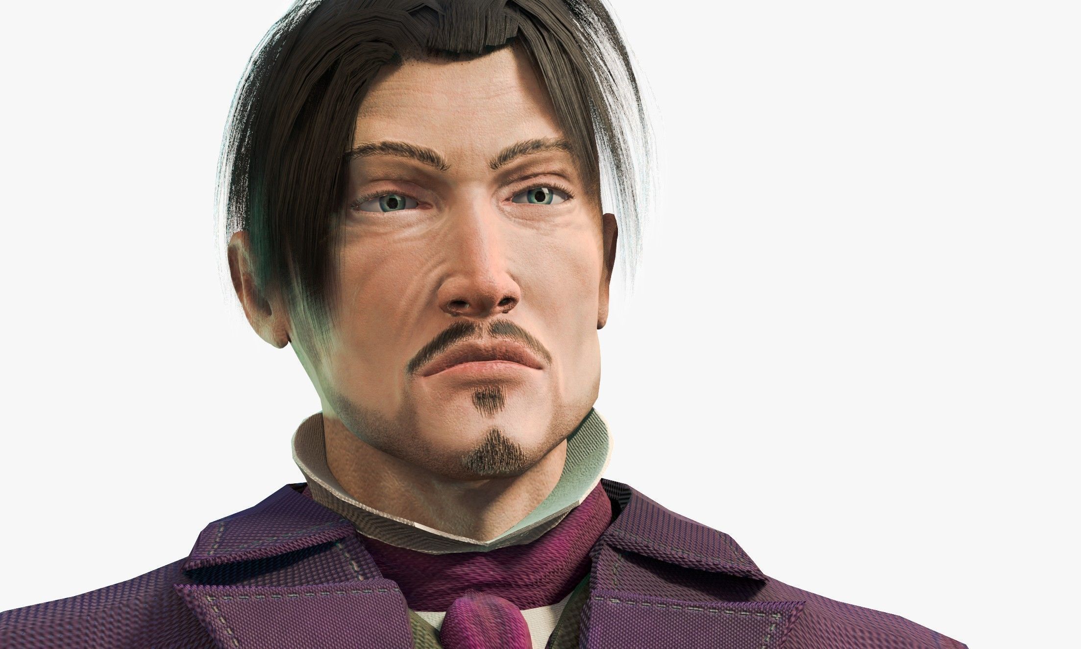 Watcher man in suit holding suitcase 3D model_8