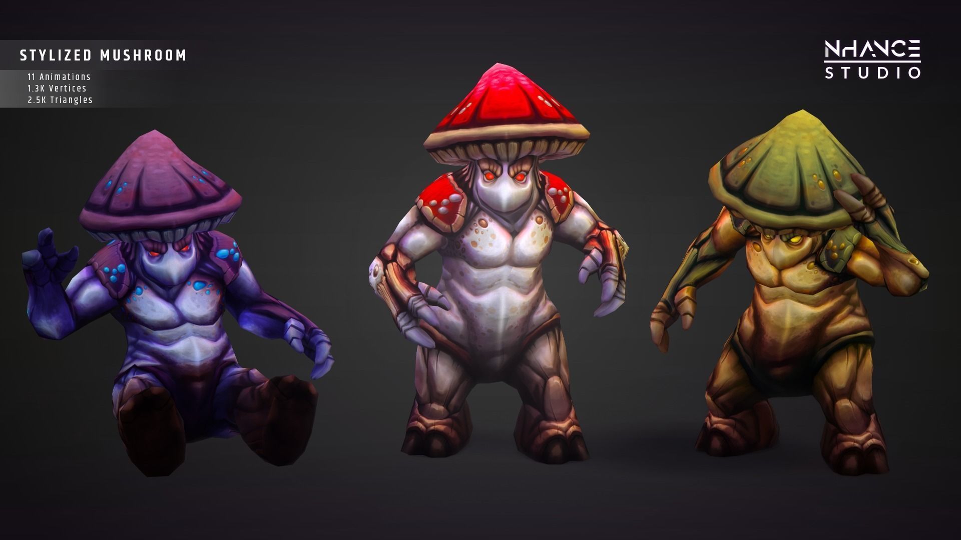 Stylized Mushroom Low-poly 3D model_3