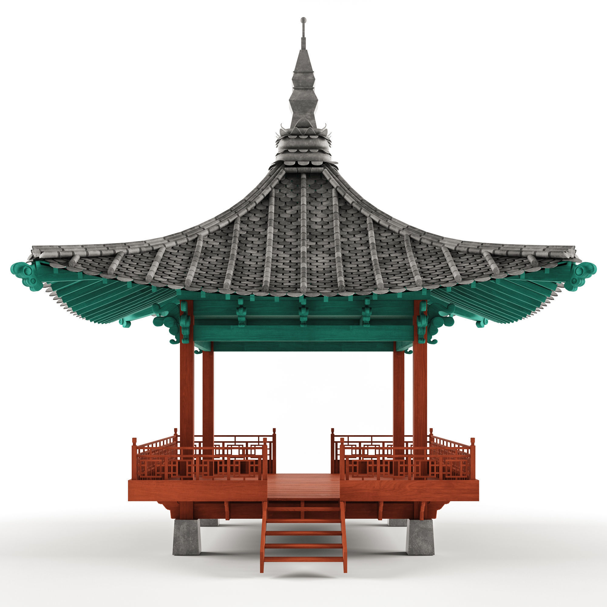 Korean style gazebo 3D model_1