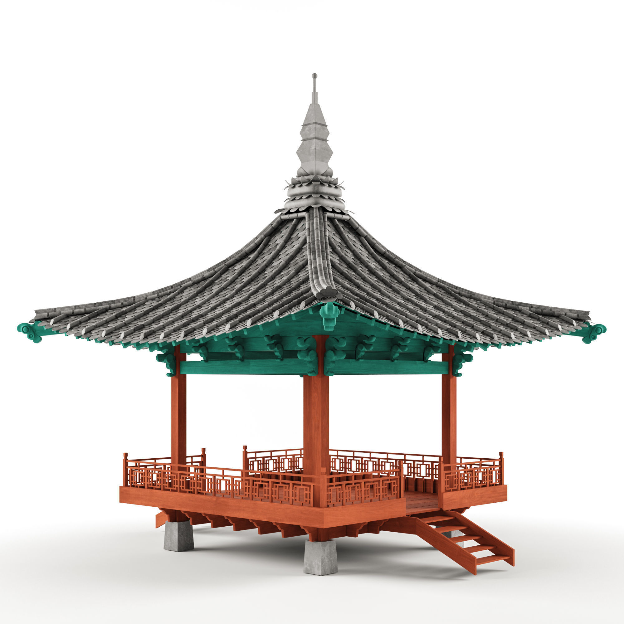 Korean style gazebo 3D model_2