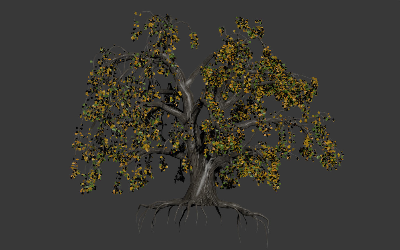 Old oak autumn 3D model_2