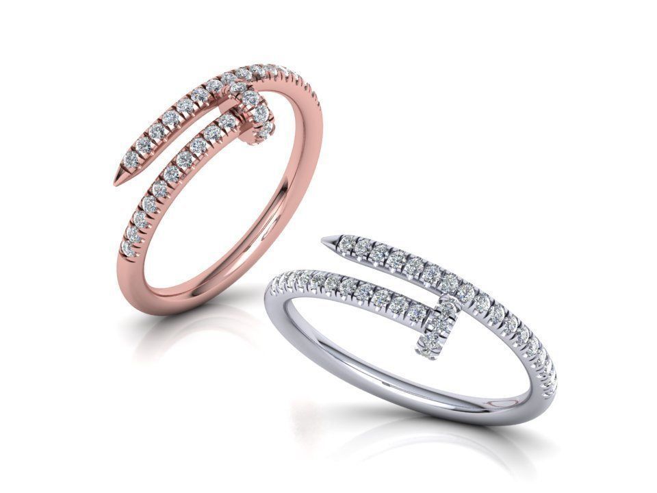 French Pave setting arrow ring 3dmodel N0301 printable  3D print model_1