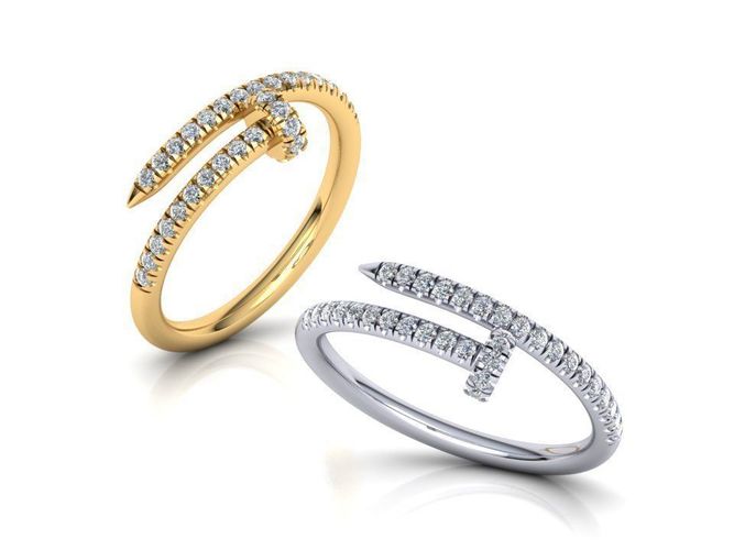 French Pave setting arrow ring 3dmodel N0301 printable  3D print model