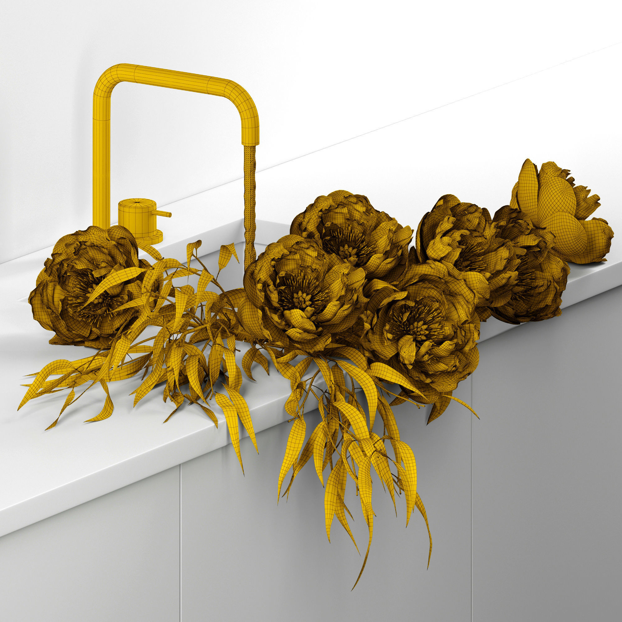 Peonies in sink 3D model_9