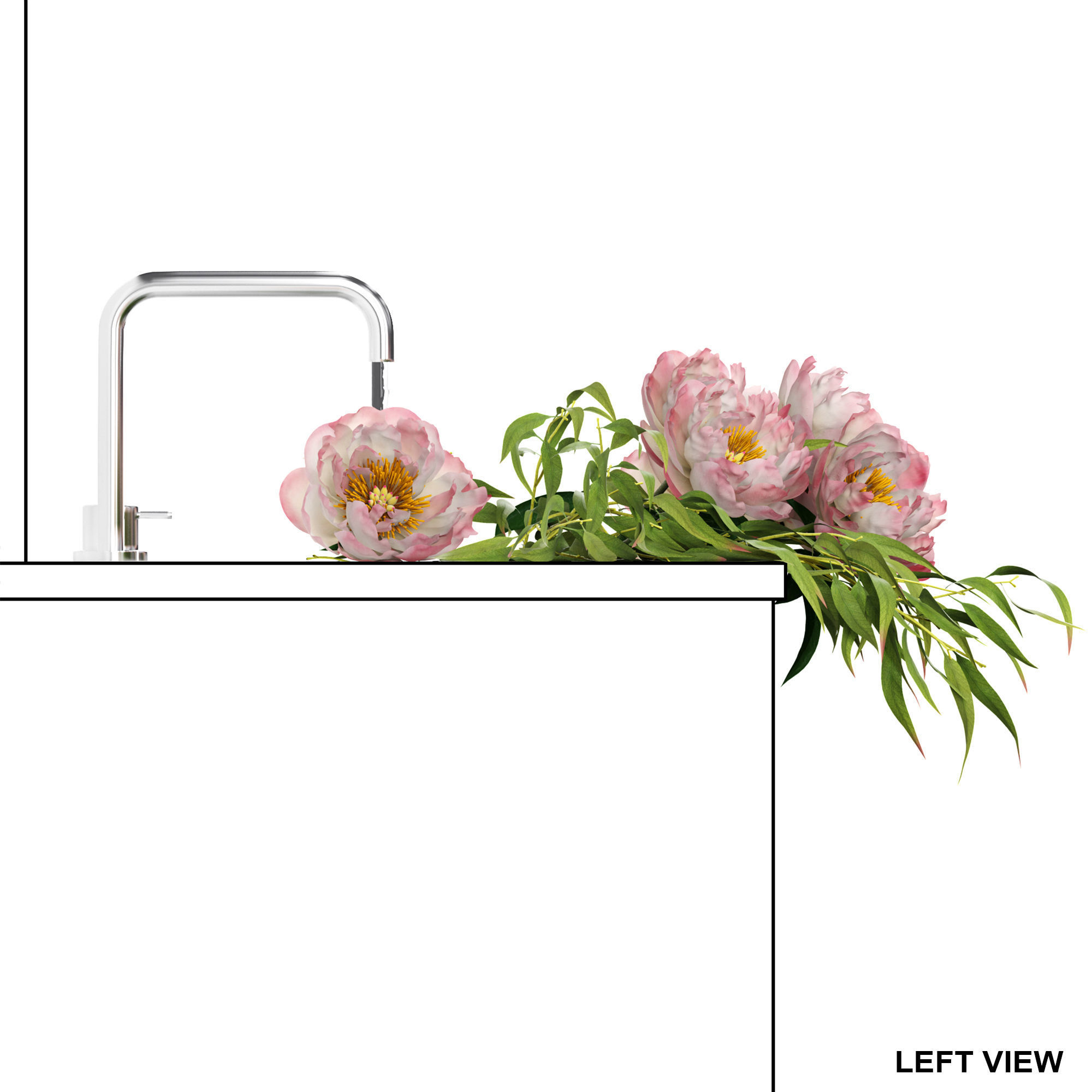 Peonies in sink 3D model_5