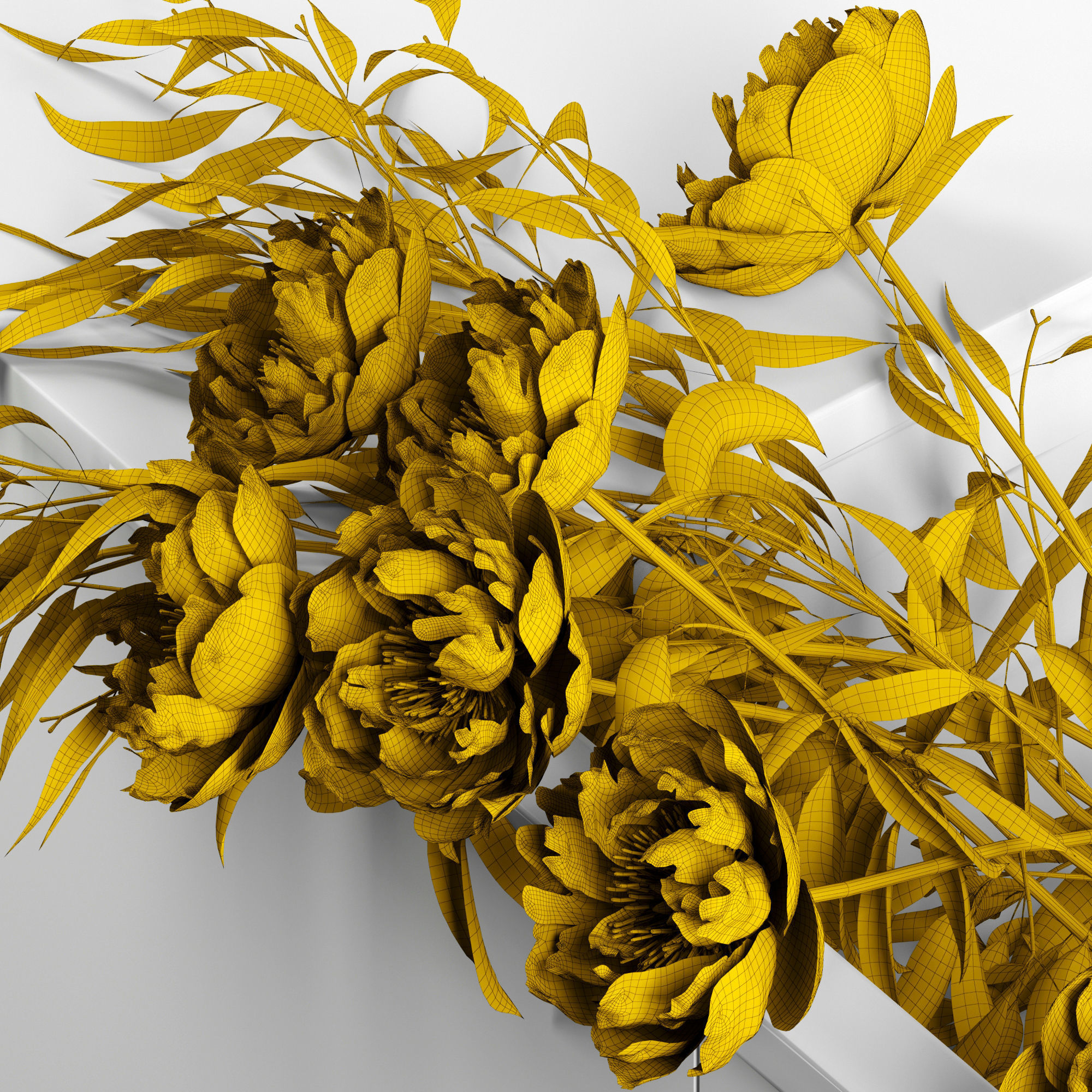 Peonies in sink 3D model_8