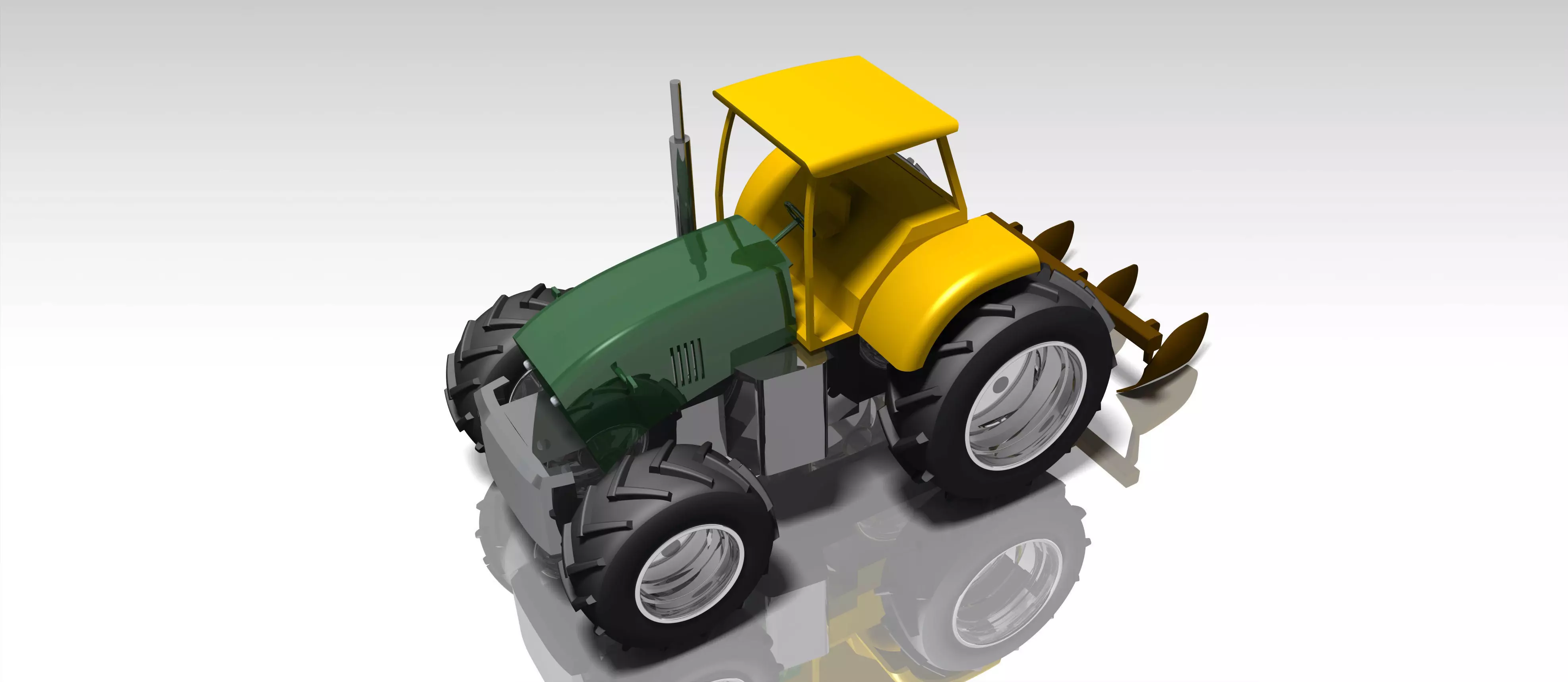 Agricultural tractor with mold board plough 3D model