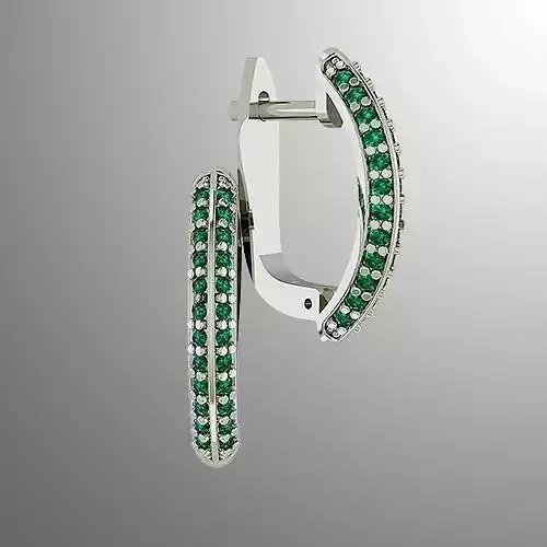 Earrings n 1 emerald and diamond hoop earring