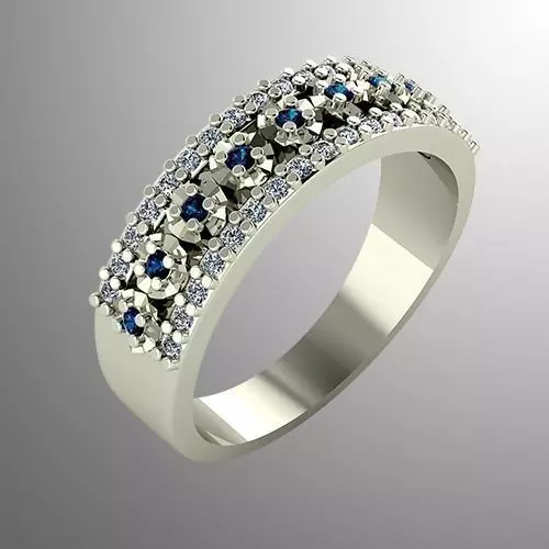 Ring n 2 emerald and sapphire 3D print model