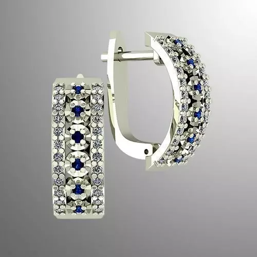 Earrings n 2 sapphire and diamond hoop 3D print model