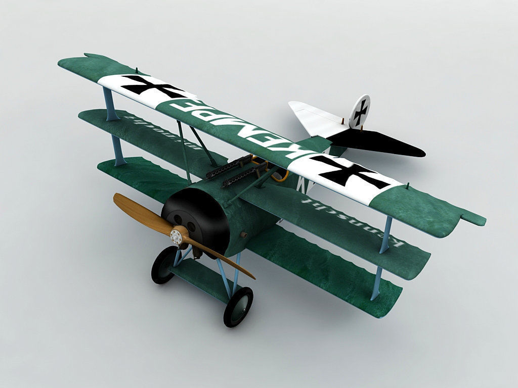 Fokker DR-1 Triplane Low-poly 3D model_1