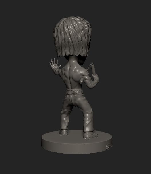Bruce Lee cartoon statue 3D print model_2