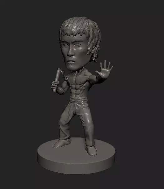 Bruce Lee cartoon statue 3D print model_0