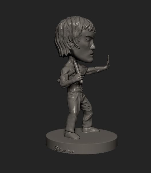 Bruce Lee cartoon statue 3D print model_3