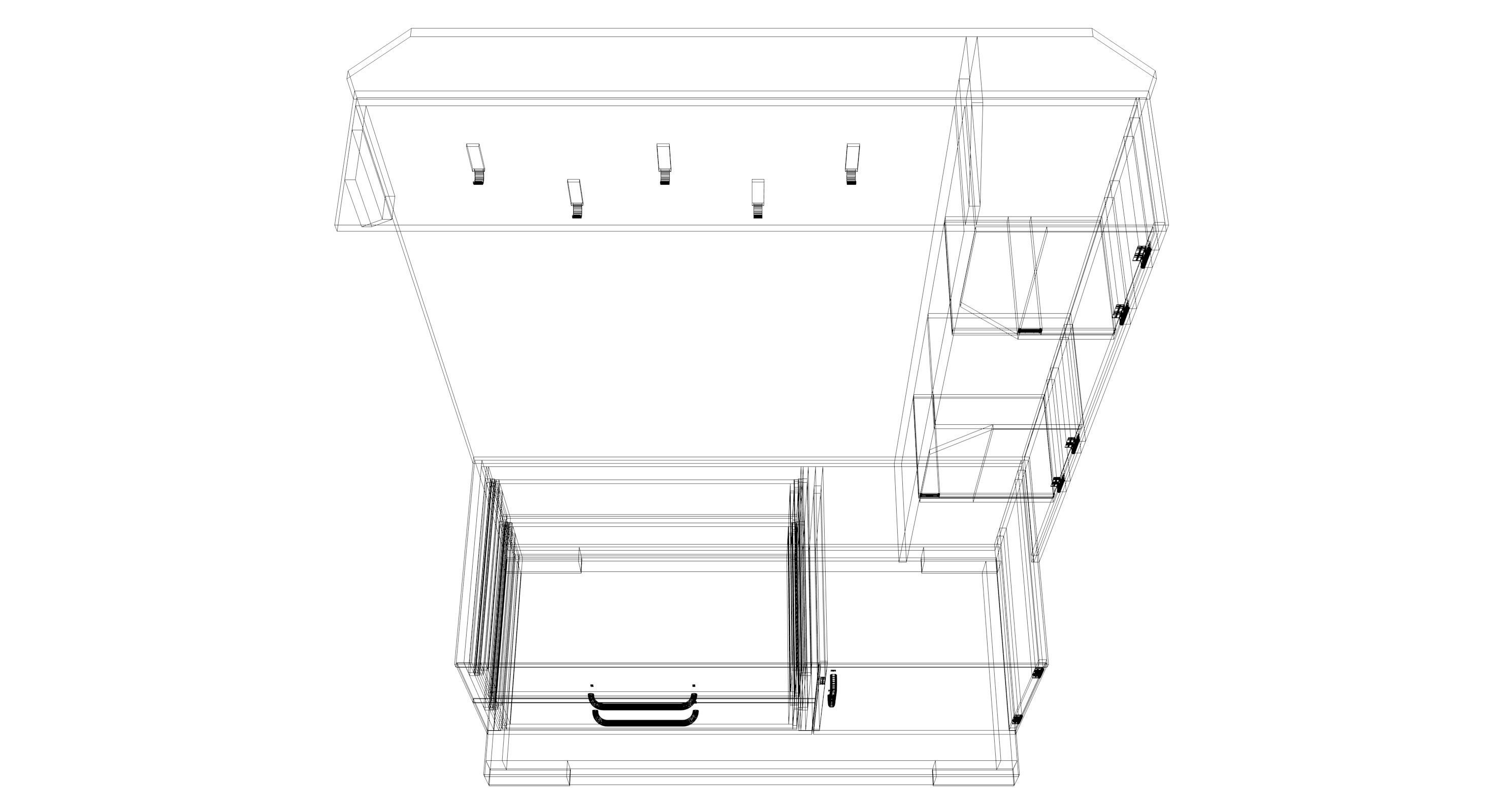 hallway 4 wooden cabinet with drawers and shelves Low-poly 3D model_5