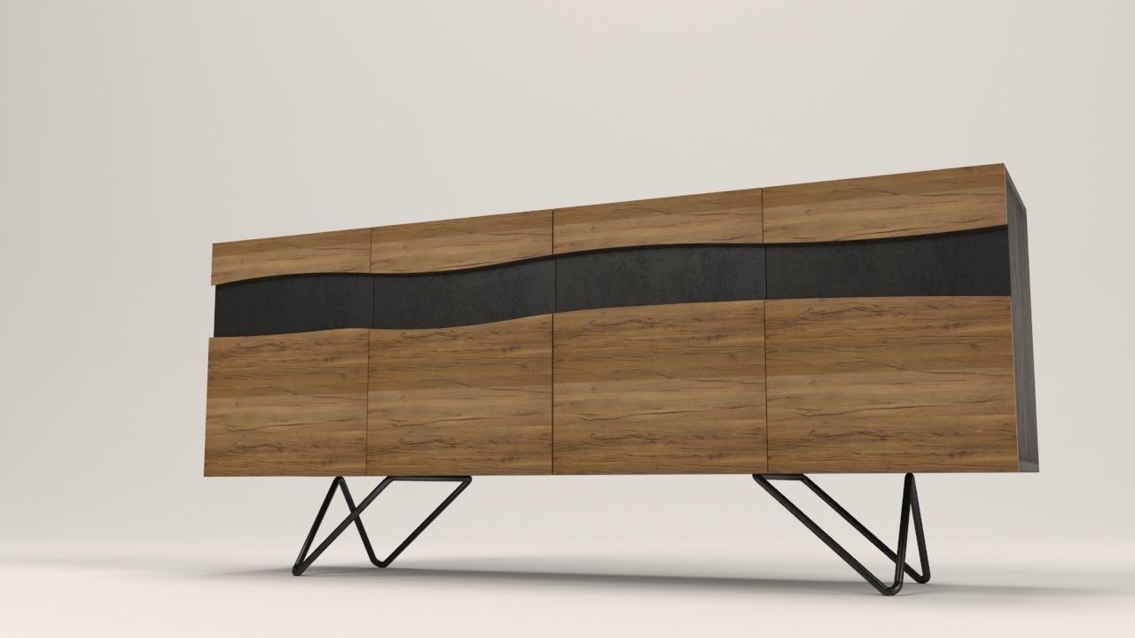 Ubuntu sideboard Low-poly 3D model_2