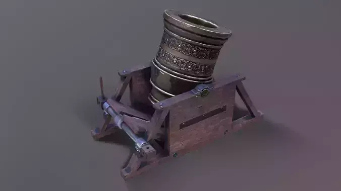 Mortar canon lowpoly 3D model