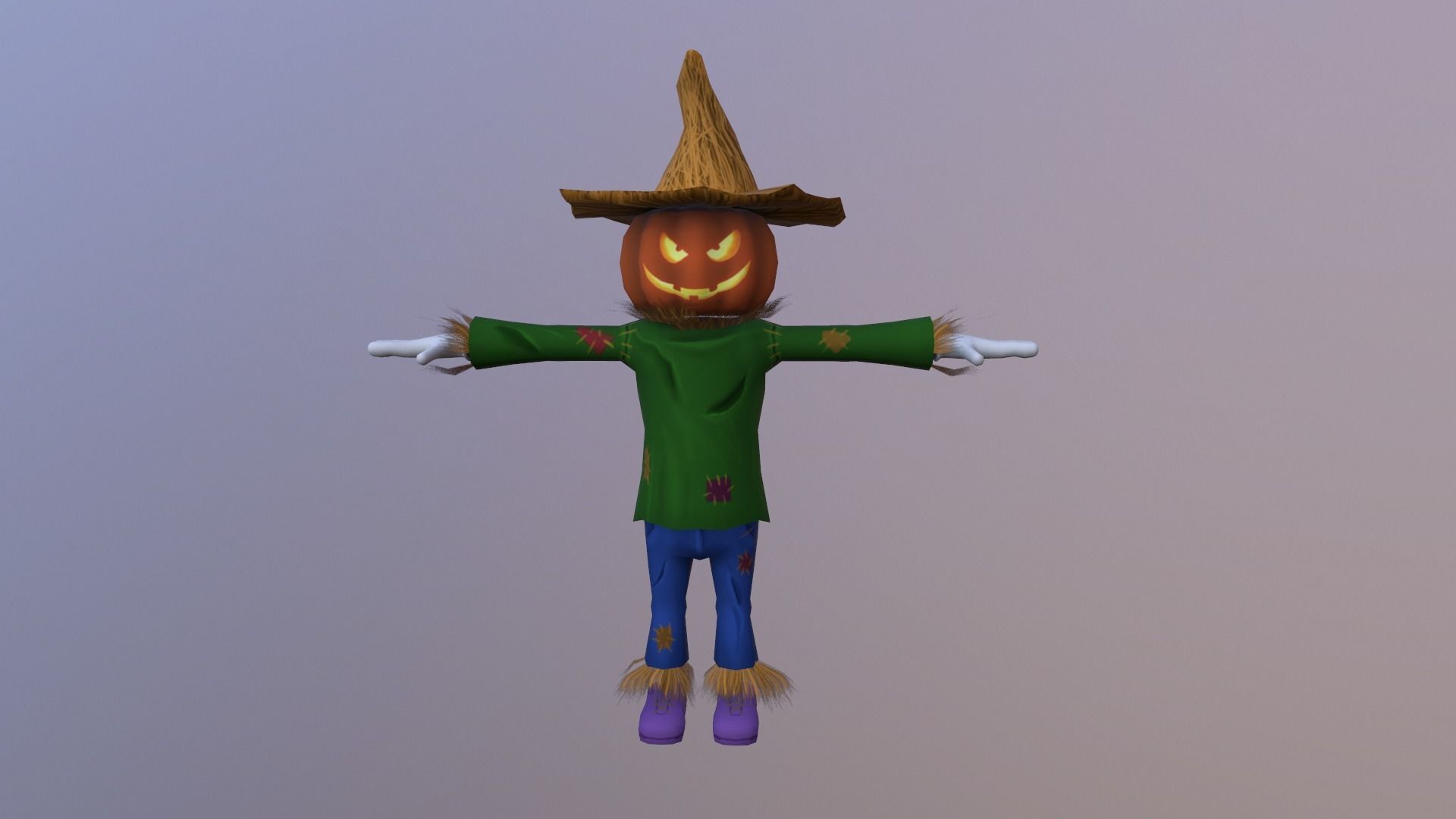 Halloween Game Ready Scare Crow  Animated Model  Low-poly 3D model_5