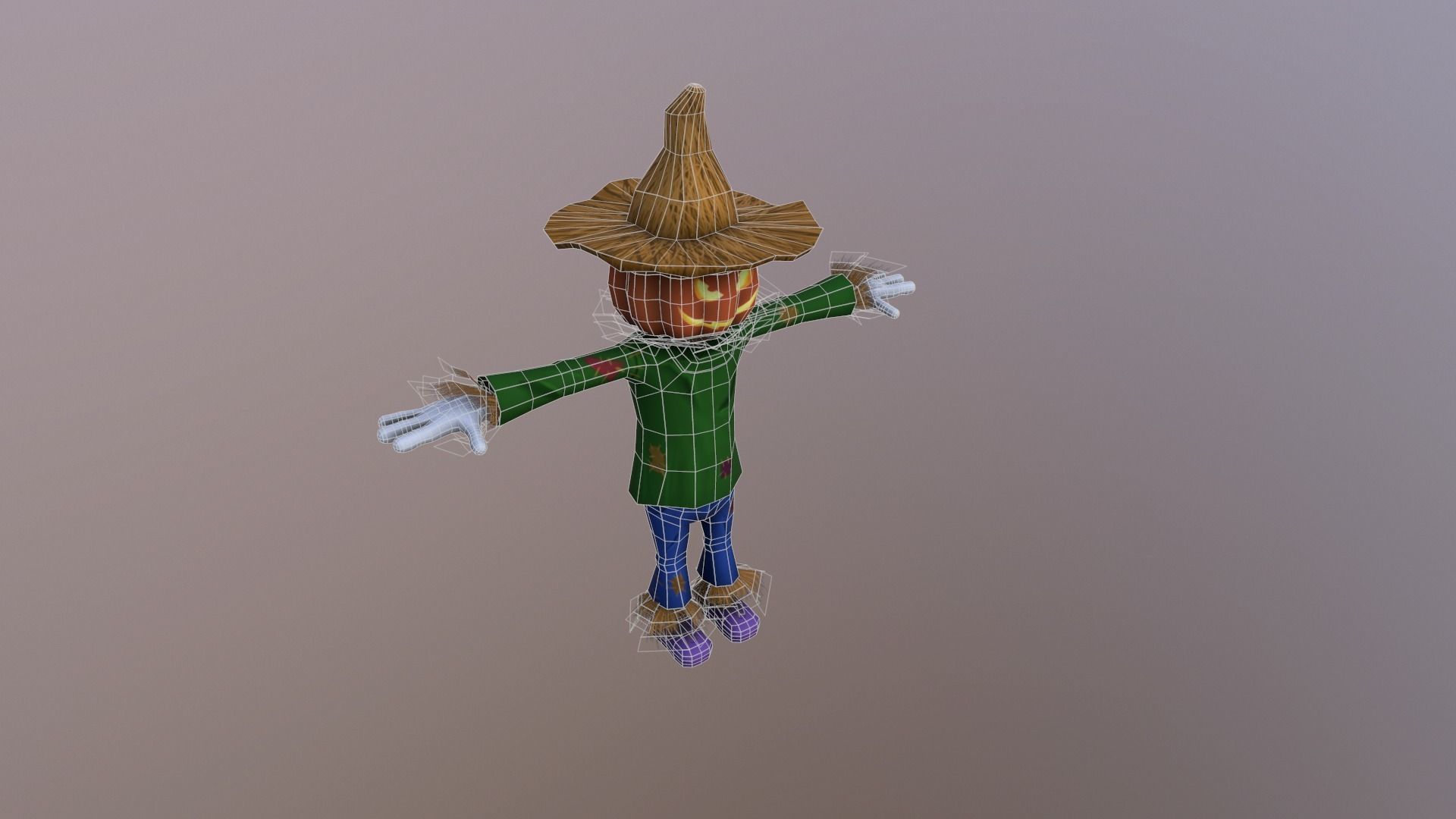 Halloween Game Ready Scare Crow  Animated Model  Low-poly 3D model_4