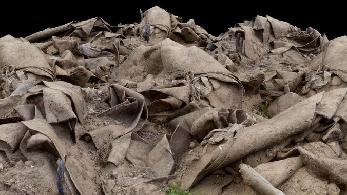 Pile of Carpet and Sand Rubble Debris Low-poly 3D model
