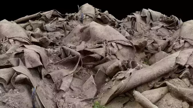 Pile of Carpet and Sand Rubble Debris Low-poly 3D model
