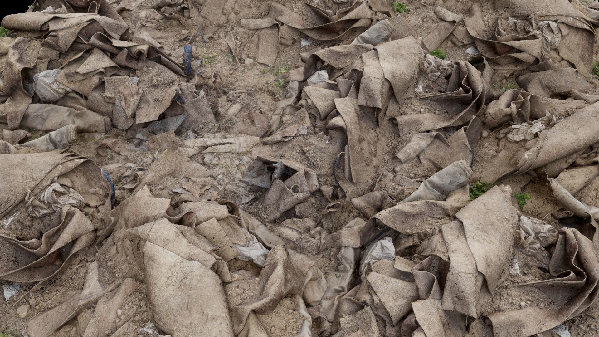Pile of Carpet and Sand Rubble Debris Low-poly 3D model_5