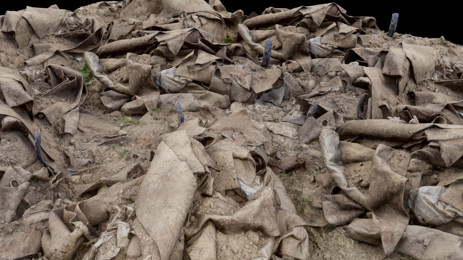 Pile of Carpet and Sand Rubble Debris Low-poly 3D model_1