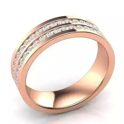 WG1aa rose gold wedding band with two rows of diamonds