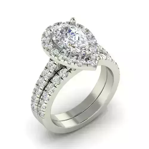 T-007-MRTY pear shaped diamond engagement ring set