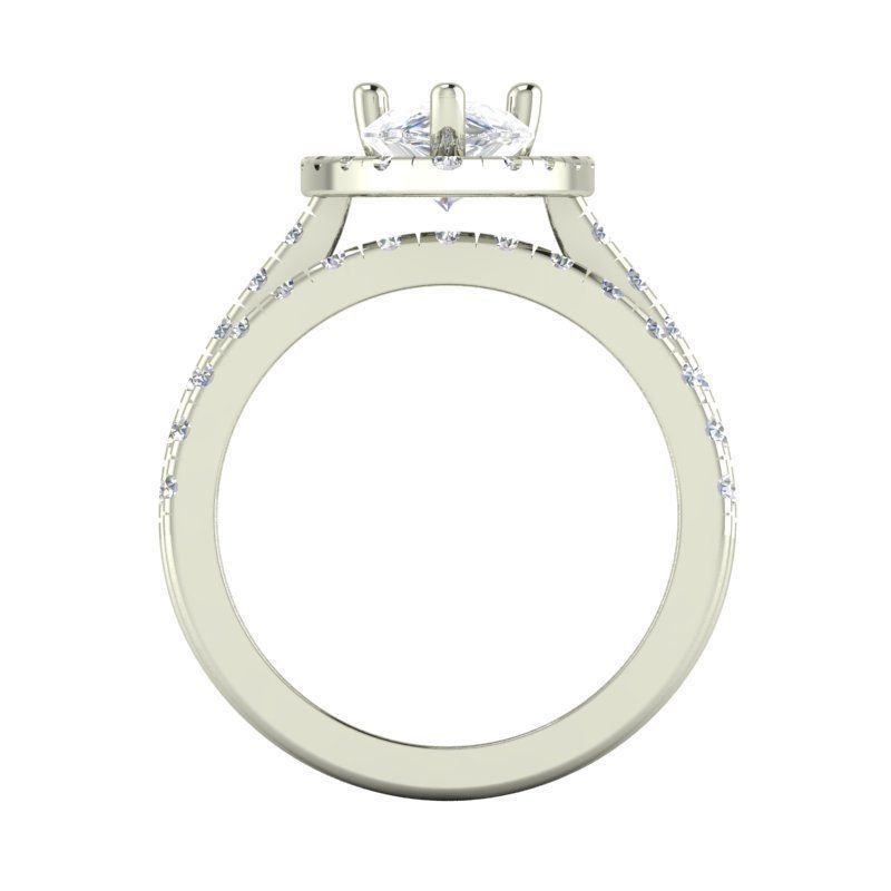 T-007-MRTY pear shaped diamond engagement ring set 3D print model_3