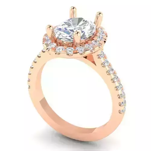 T-006-BRD2 oval halo engagement ring in rose gold