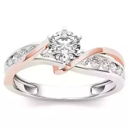 RCRD279-Pressure-ds gold and rose gold diamond engagement ring 3D print model