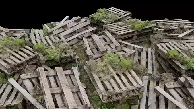 Wood Palette Debris Pile Low-poly 3D model