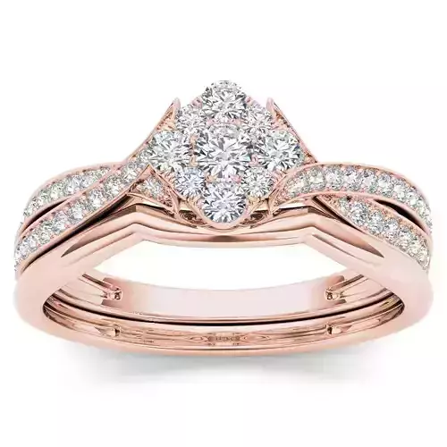 RBRD141 rose gold diamond bridal ring set