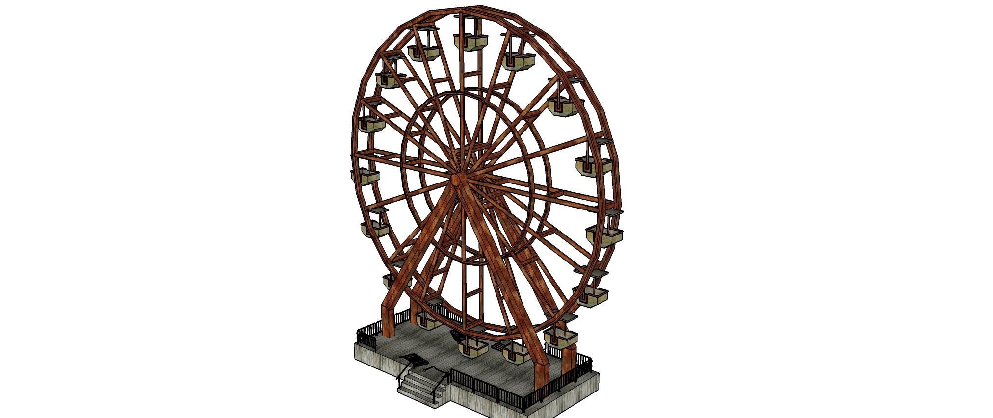 Abandoned Ferris Wheel Low-poly 3D model_6