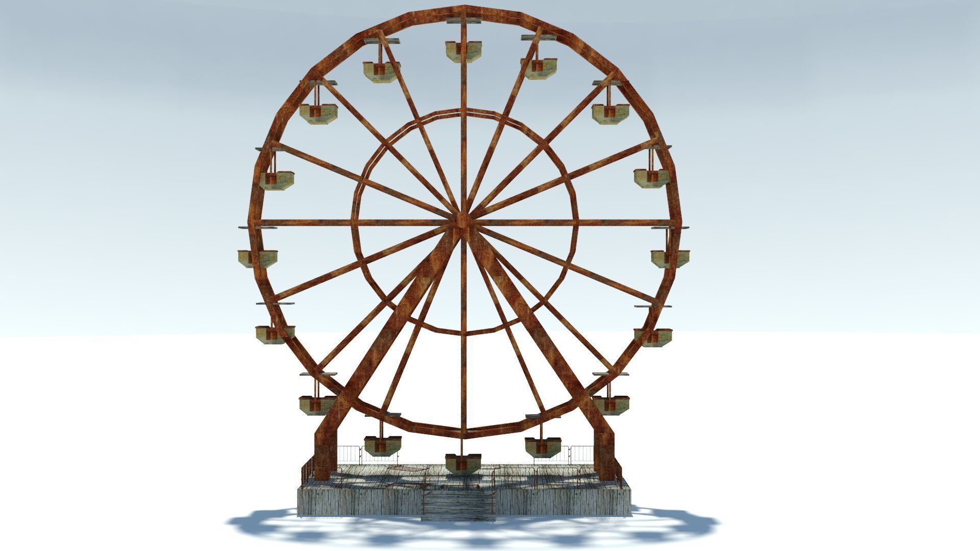 Abandoned Ferris Wheel Low-poly 3D model_2
