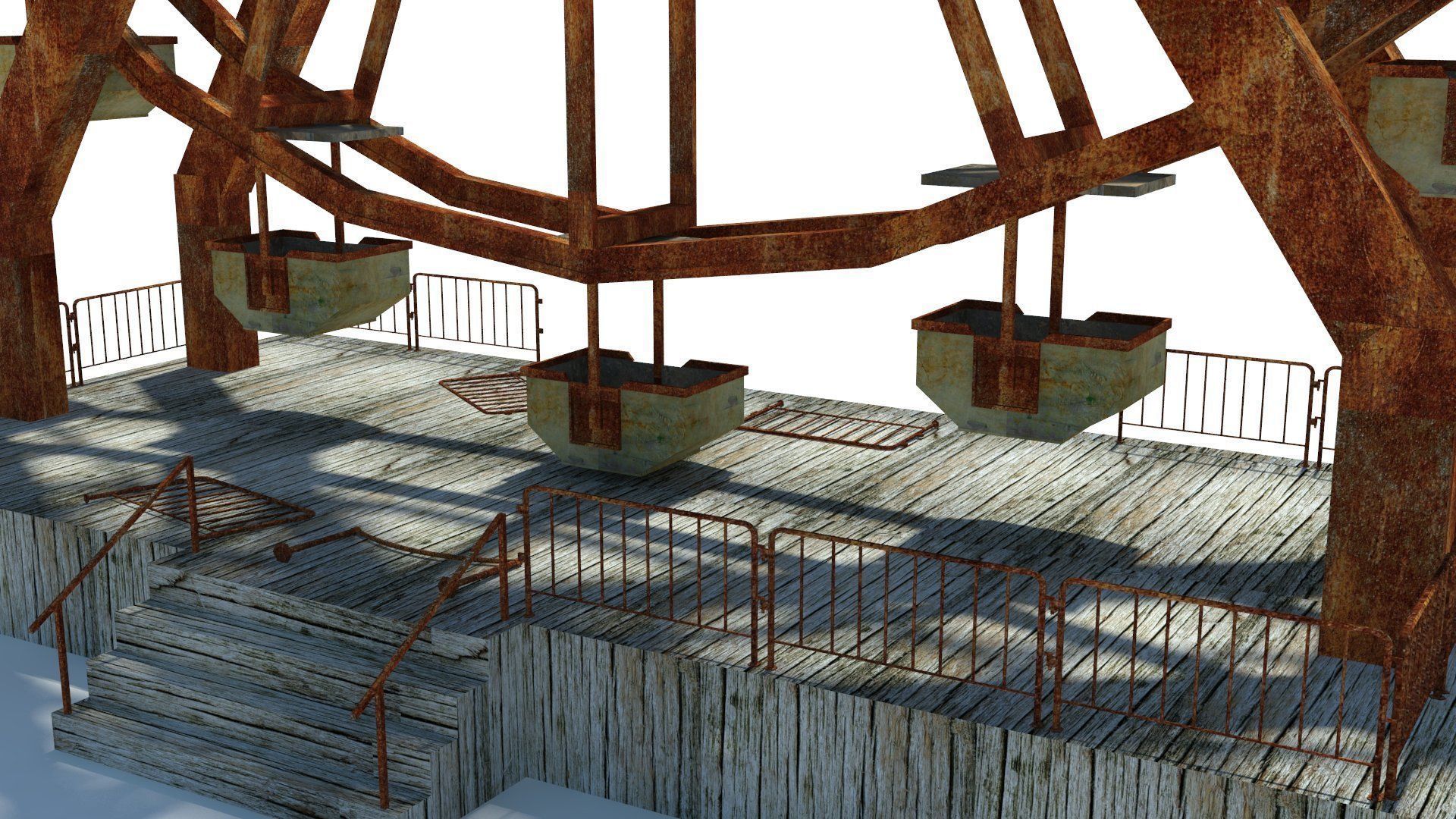 Abandoned Ferris Wheel Low-poly 3D model_4
