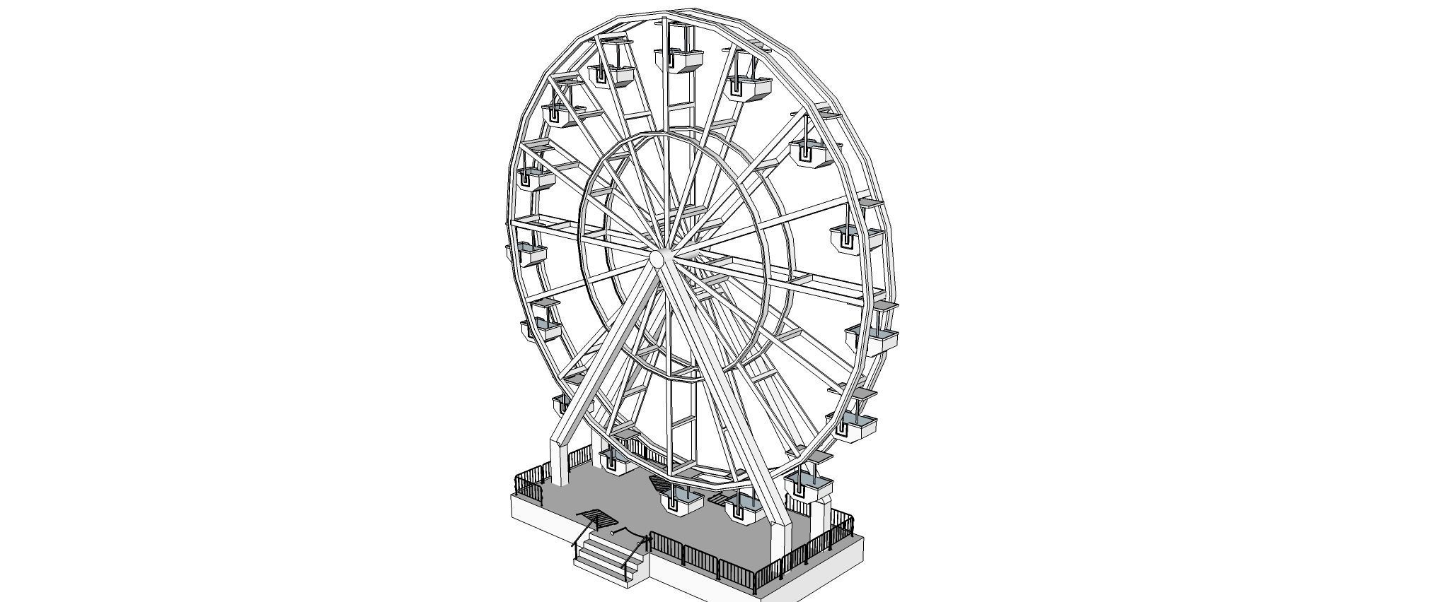 Abandoned Ferris Wheel Low-poly 3D model_7