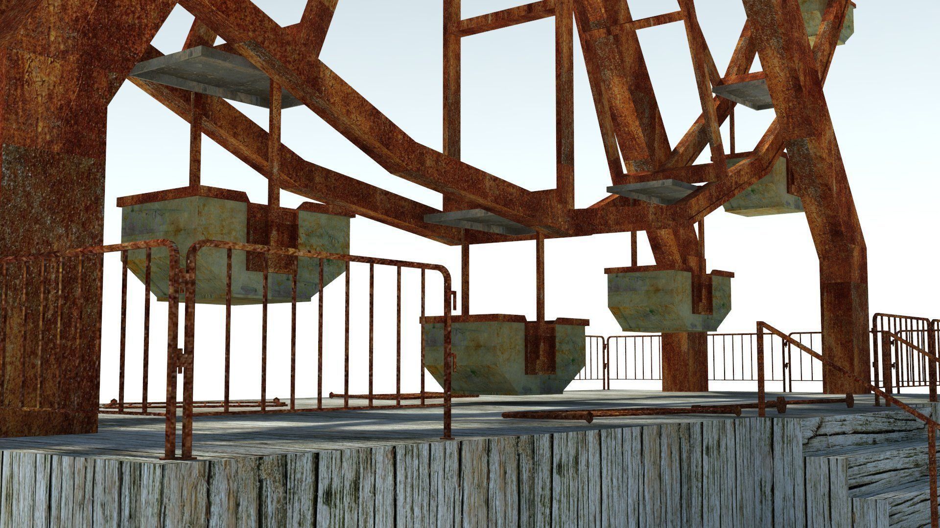Abandoned Ferris Wheel Low-poly 3D model_5