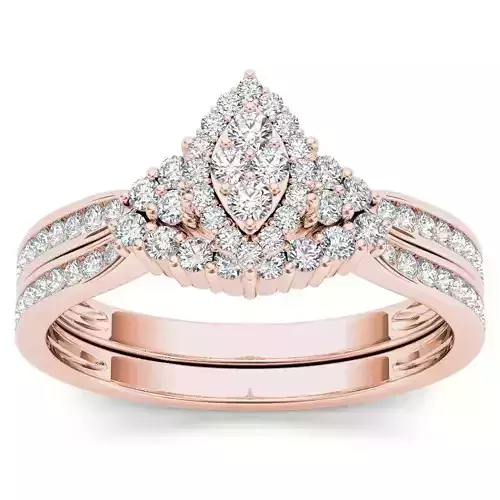 RBCM146 rose gold diamond bridal ring set