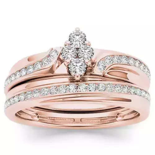 RBCM102 rose gold bridal ring set with diamonds