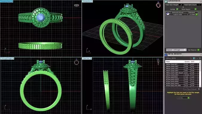 RBHRD13-d rose gold diamond halo bridal ring set