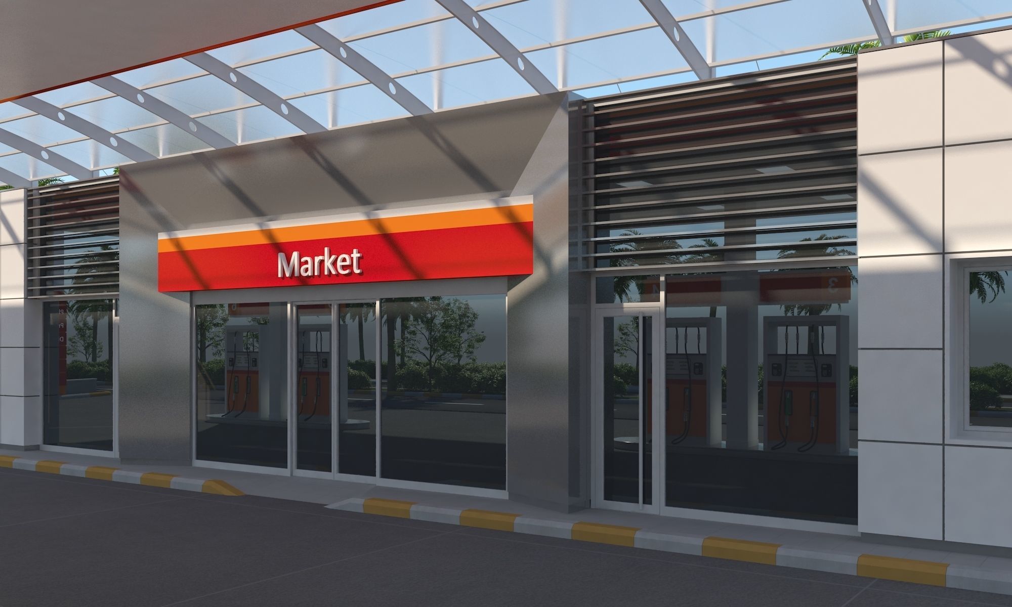 Gas Station Scene 3D model_5