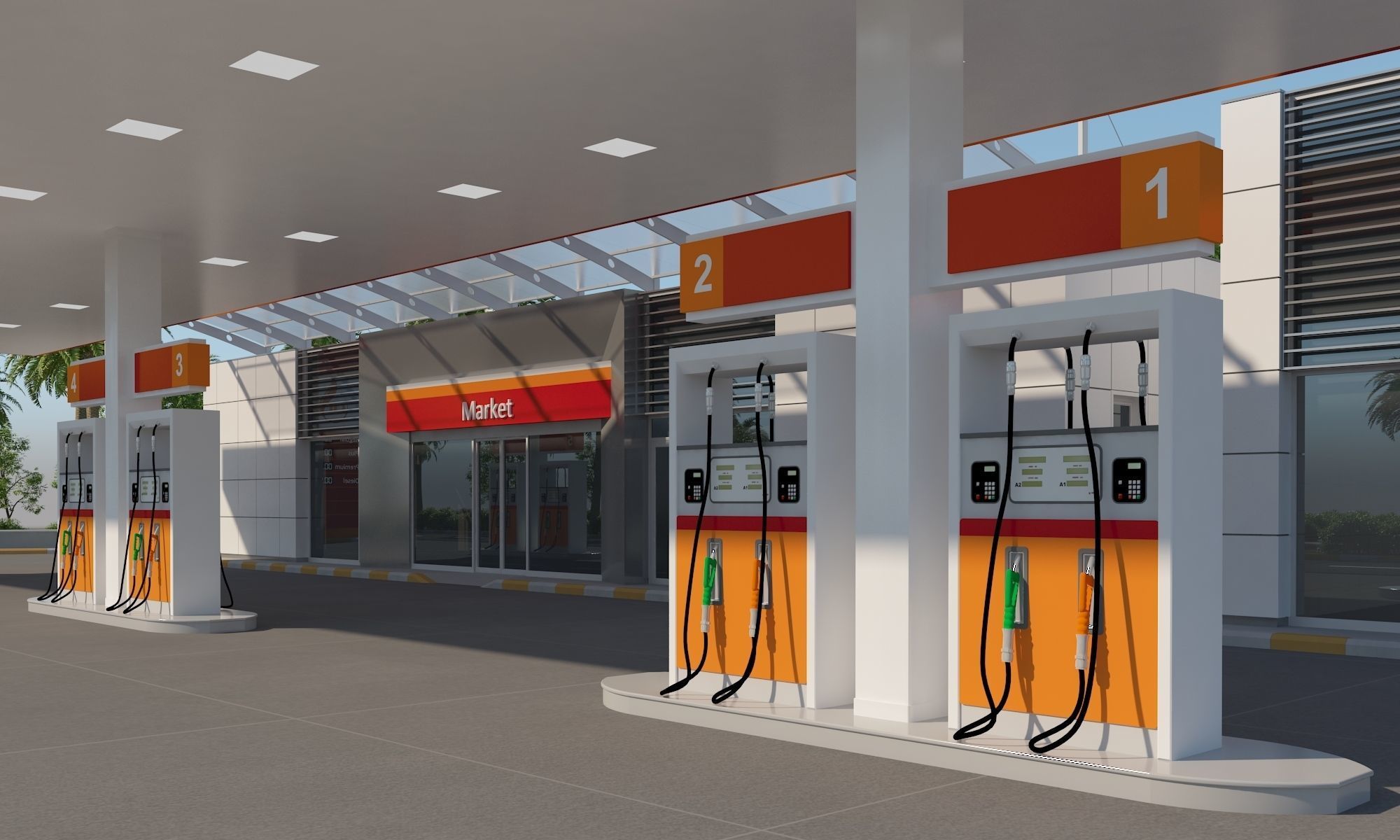 Gas Station Scene 3D model_3