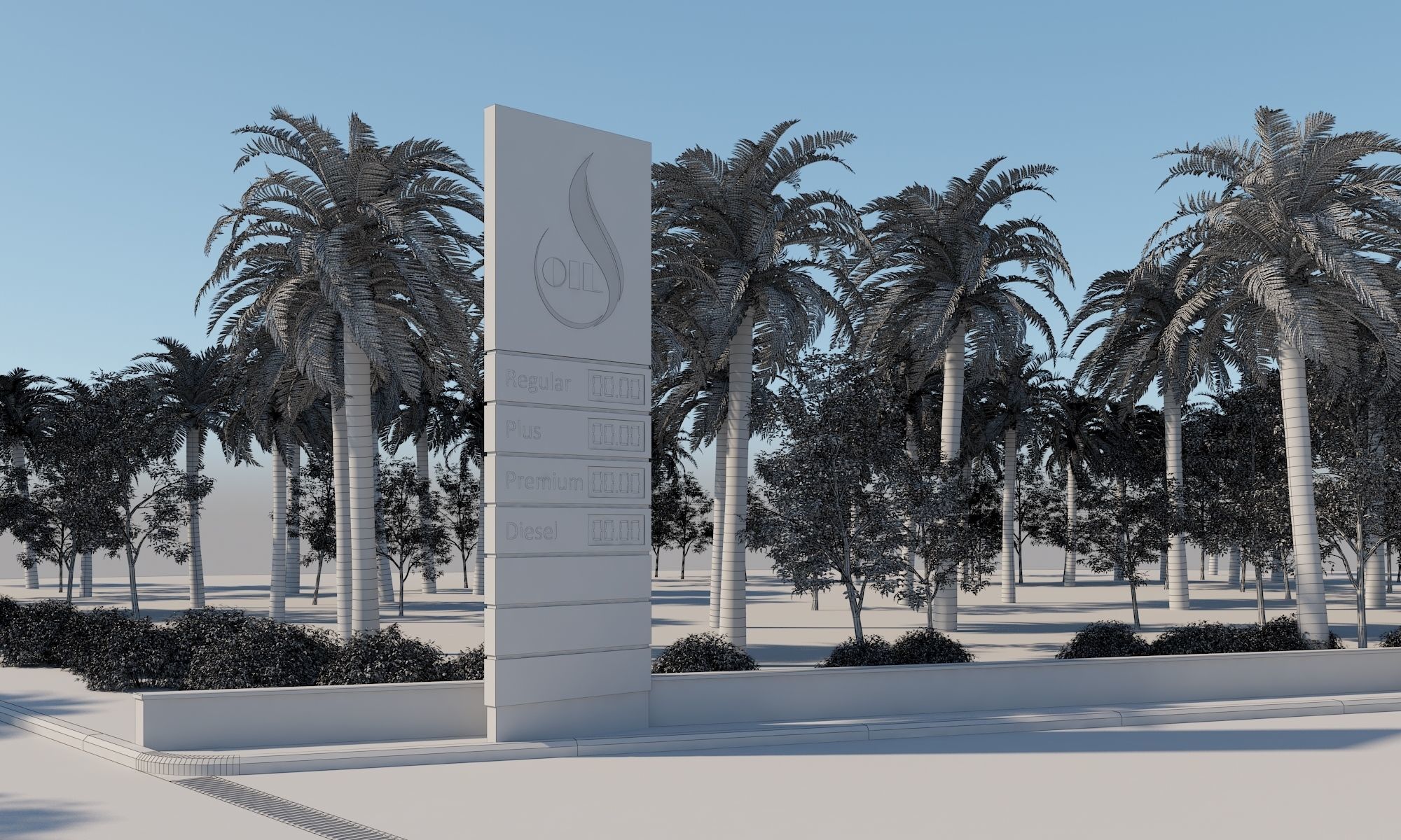 Gas Station Scene 3D model_16