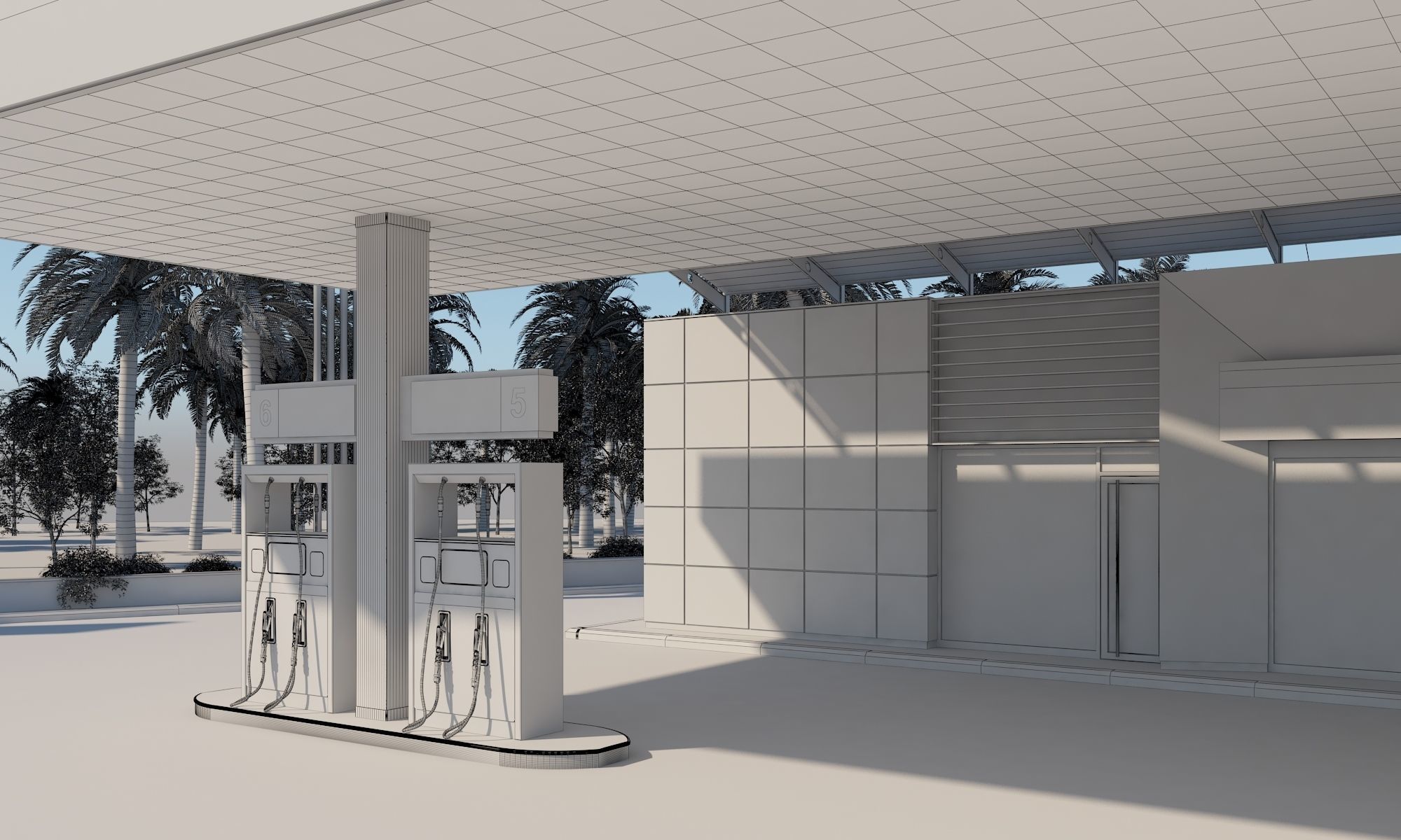 Gas Station Scene 3D model_15